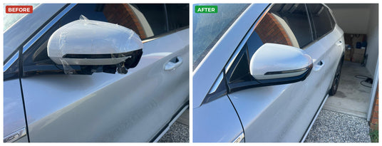 Real Car Mirror Man before and after mirror replacement